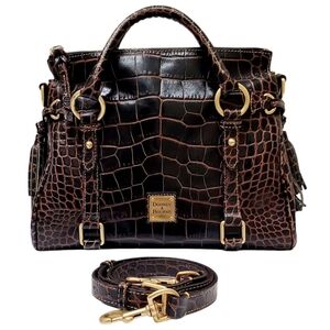 DOONEY & BOURKE Croco Fino Florentine Satchel with Crossbody/Shoulder Strap